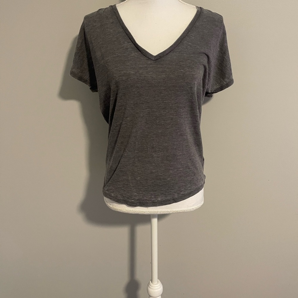 Gray V-Neck Women's Top